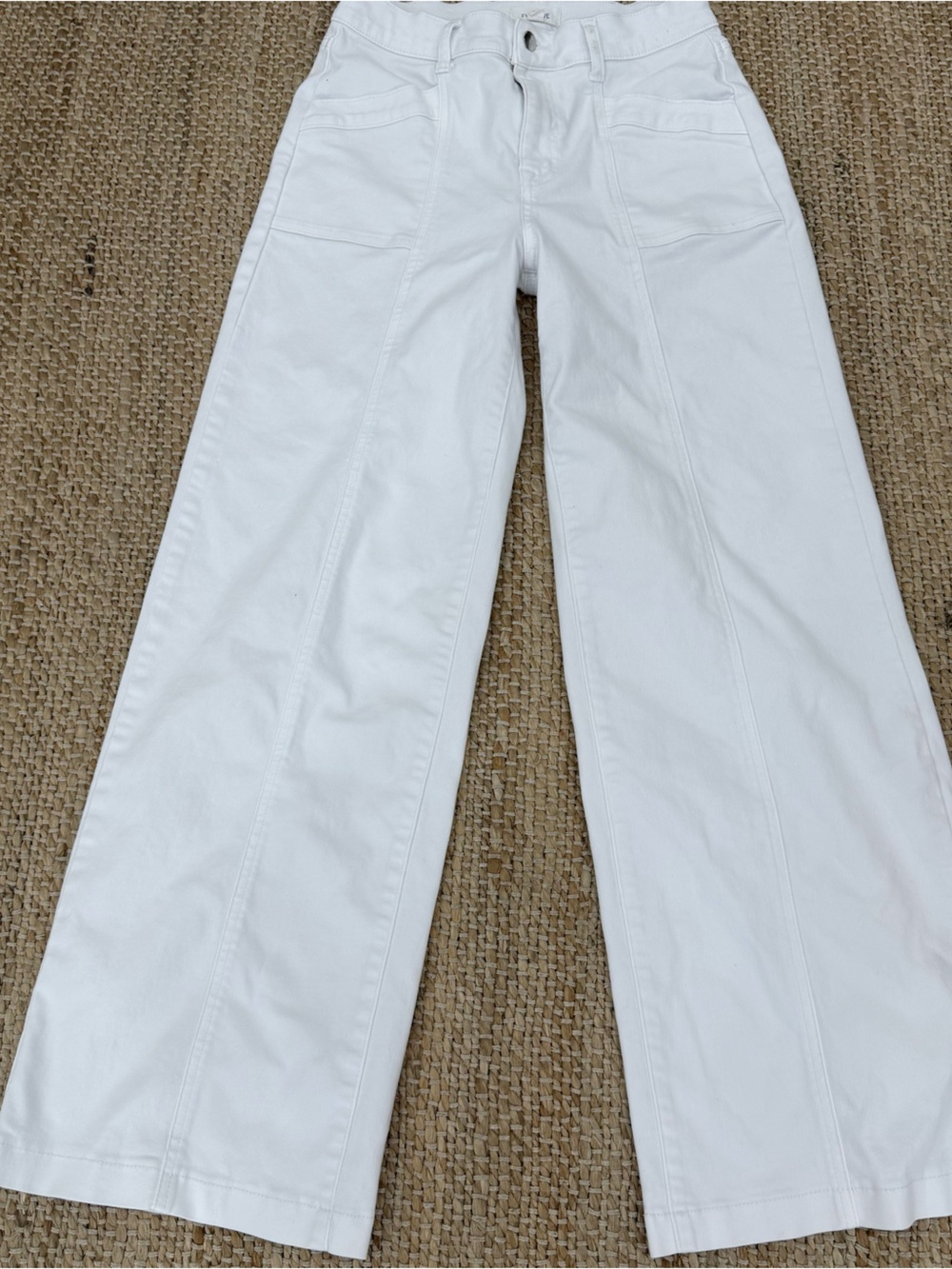 Everlane White Wide Leg Pants High Rise Size 28 Minimalist Cotton